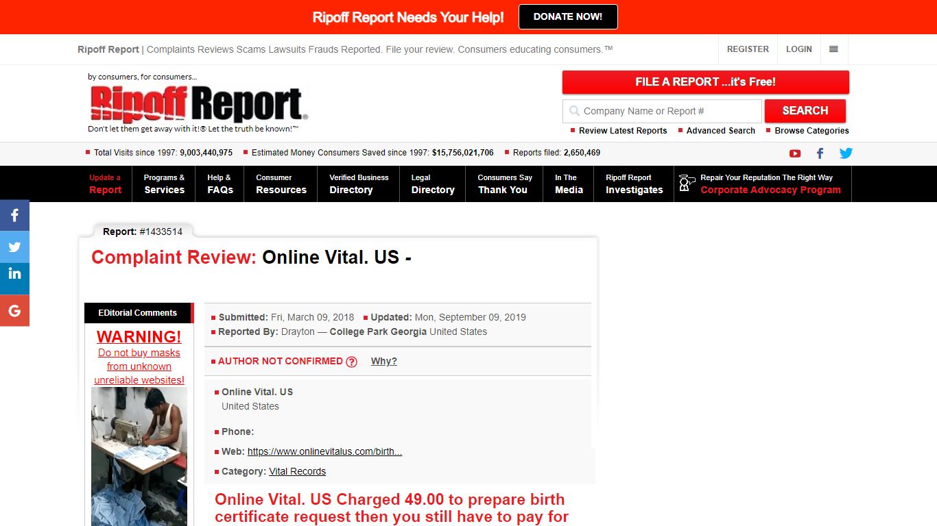 Ripoff Report | Online Vital. US Review - Online vital us charged