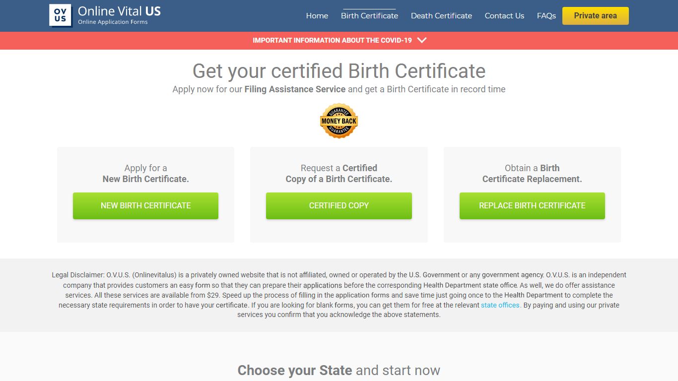 Get your Birth Certificate | Online Vital US